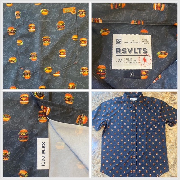 RSVLTS Men’s Short Sleeve KunuFlex ‘Burgers’ Shirt - XL - Picture 1 of 6